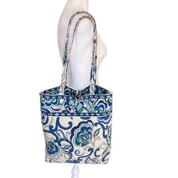 Vera Bradley Blue Floral Tote Bag Purse - Picture 2 of 9